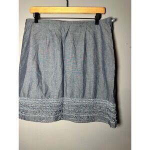 Tommy Bahama Denim Skirt Womens Size 10 Blue Chambray Ruffle Hem Casual